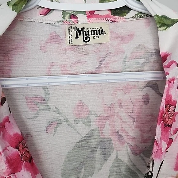 Show me your Mumu floral rose pink robe o/s one size - Picture 3 of 6